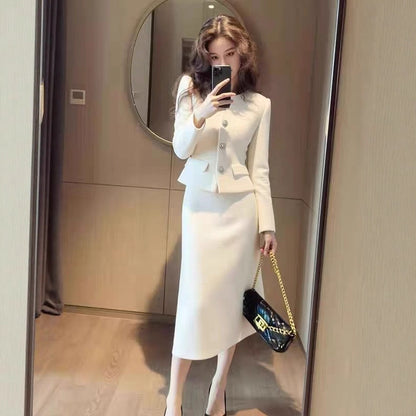 AutumnWinter Elegant And Sophisticated Coat And Skirt Set