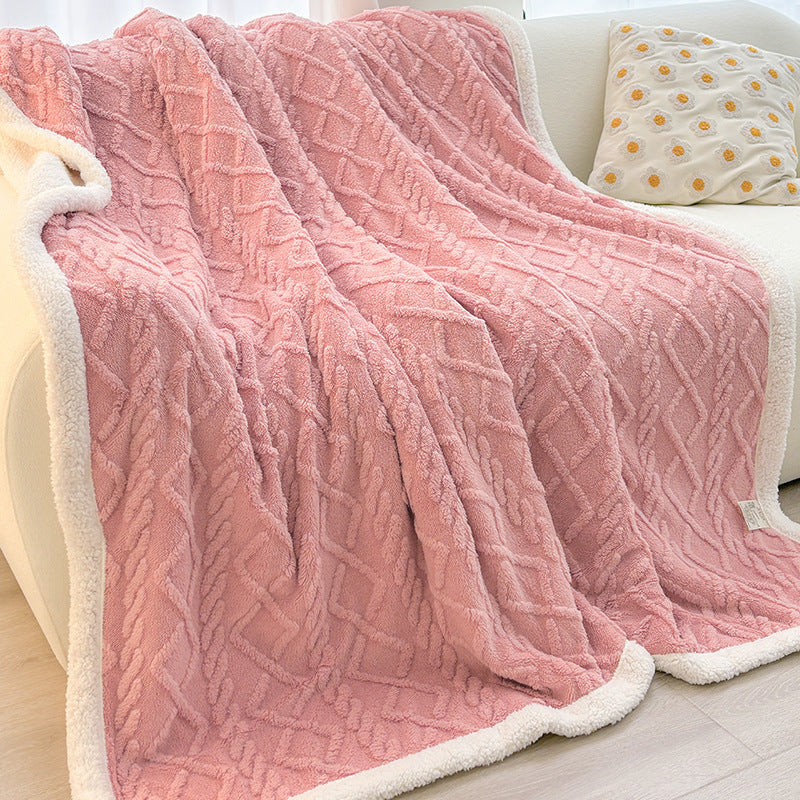 Soft Coral Fleece Warm Blanket for Home Office Use