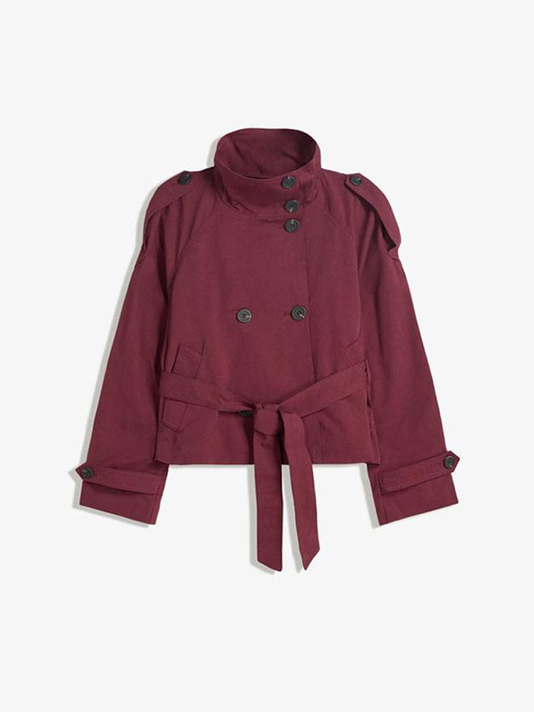 Retro Double-Breasted Windbreaker Jacket