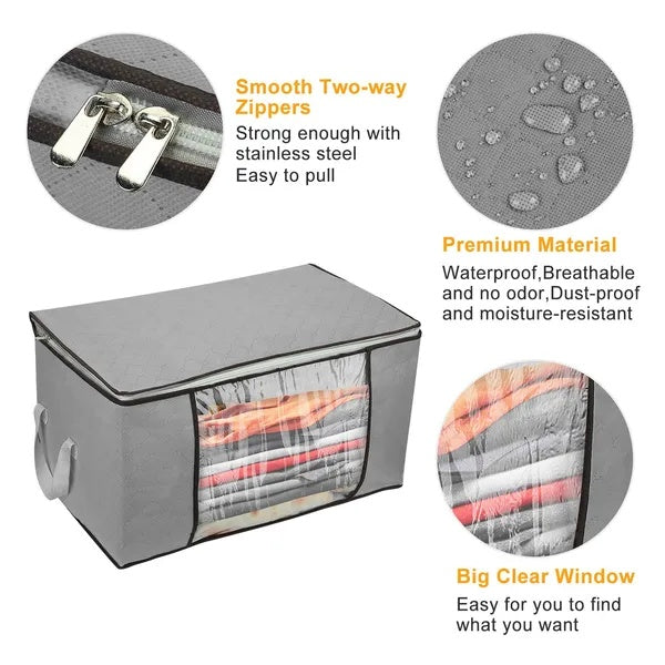 2Pcs Clothes Storage Bag 90L Large Capacity Foldable Closet