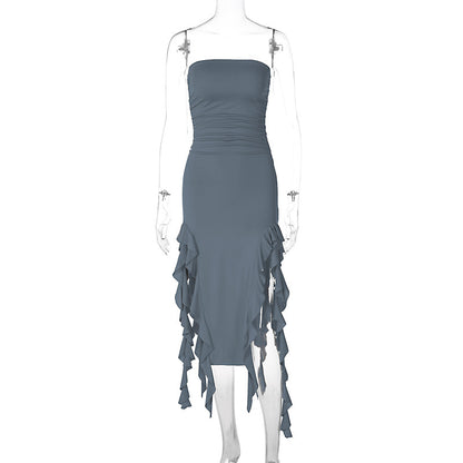 Sexy Tube Top Irregular Hem Dress