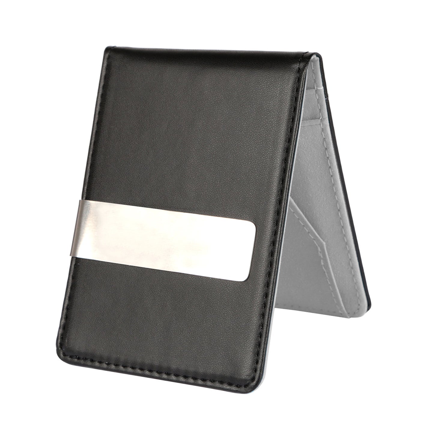 1Pc Unisex PU Leather Wallet For Women Blocking Slim Credit Card Holder With Money Clip