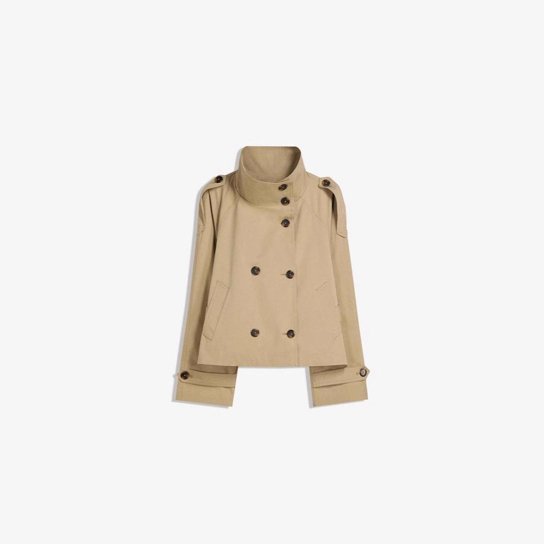 Retro Double-Breasted Windbreaker Jacket