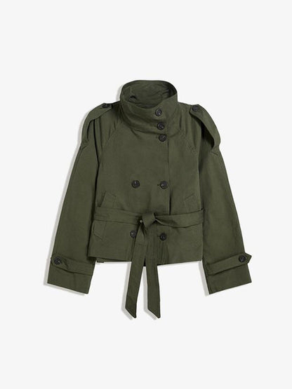Retro Double-Breasted Windbreaker Jacket