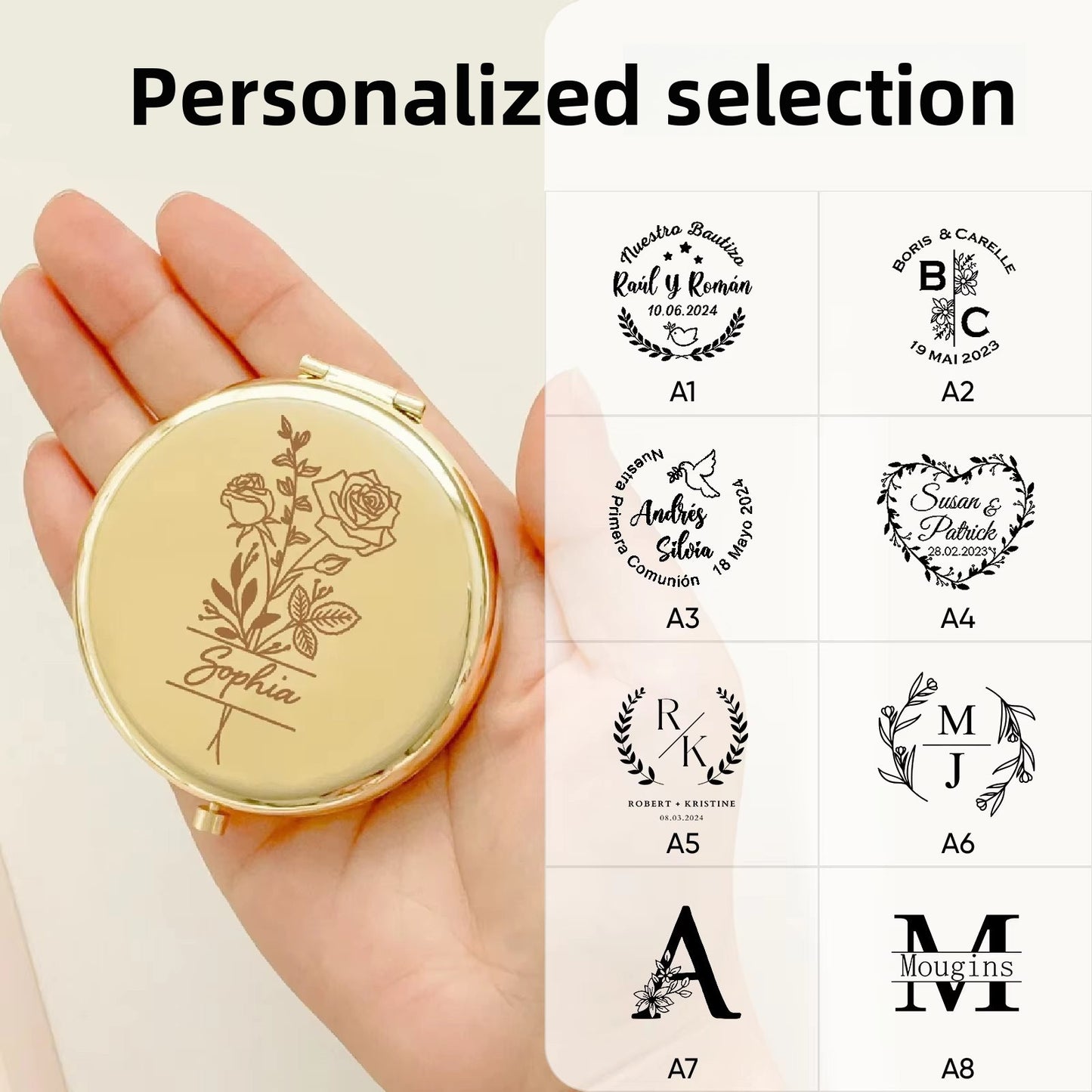 Foldable Double-Sided Metal Makeup Mirror