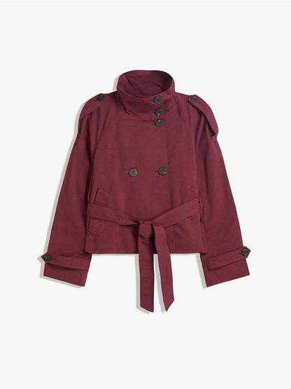 Retro Double-Breasted Windbreaker Jacket