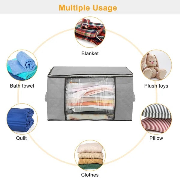 2Pcs Clothes Storage Bag 90L Large Capacity Foldable Closet