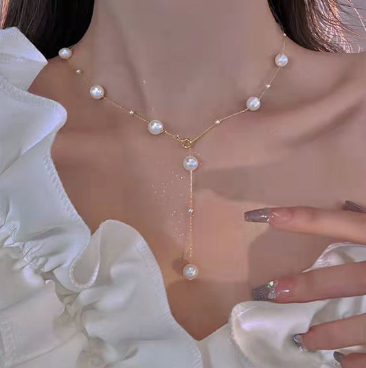 Elegant Pearl Tassel Necklace