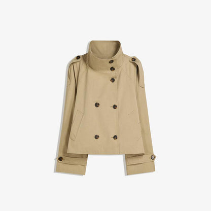 Retro Double-Breasted Windbreaker Jacket