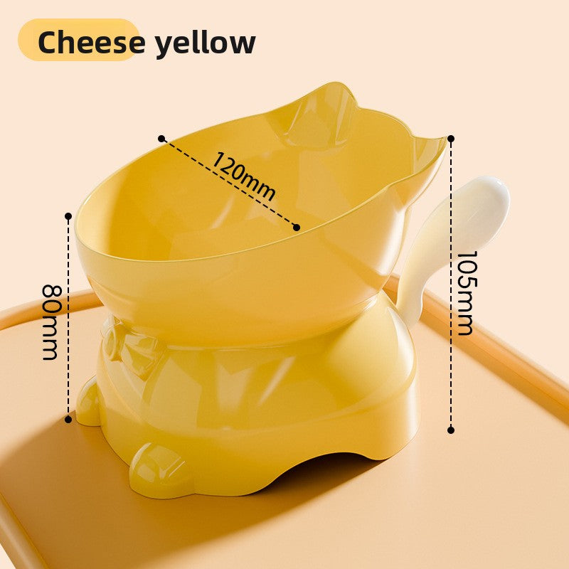 Slanted Stainless Steel Cat Bowl with Anti-Spill Base
