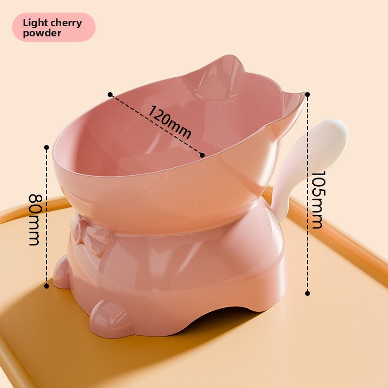 Slanted Stainless Steel Cat Bowl with Anti-Spill Base