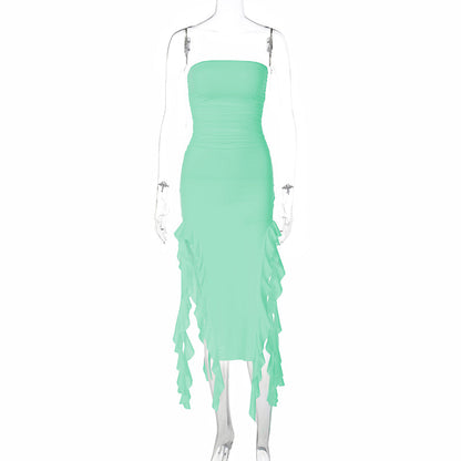Sexy Tube Top Irregular Hem Dress