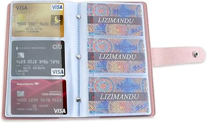 Business Card Holder Book, Business Card Book Case PU Leather Organization Binder Name ID Card Holder For Men & Women, Up To 96 Cards Capacity