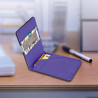 1Pc Unisex PU Leather Wallet For Women Blocking Slim Credit Card Holder With Money Clip