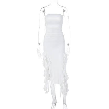 Sexy Tube Top Irregular Hem Dress