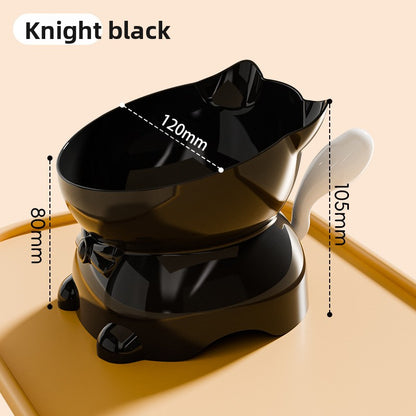 Slanted Stainless Steel Cat Bowl with Anti-Spill Base
