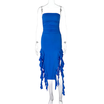 Sexy Tube Top Irregular Hem Dress