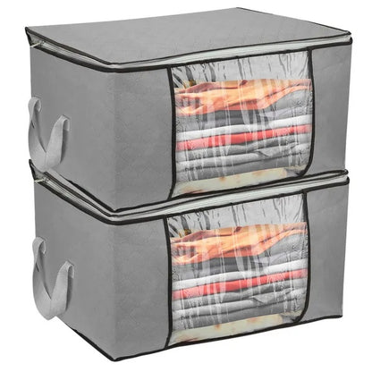 2Pcs Clothes Storage Bag 90L Large Capacity Foldable Closet