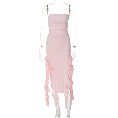 Sexy Tube Top Irregular Hem Dress