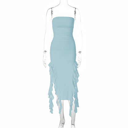 Sexy Tube Top Irregular Hem Dress