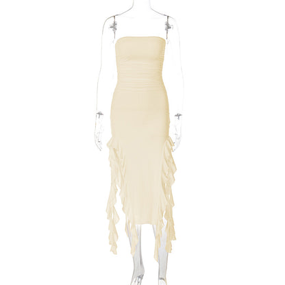 Sexy Tube Top Irregular Hem Dress